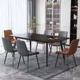 thumbnail image 6 of Dining Table, Dining Chairs Set of 4, Modern Kitchen Tables Top with Slate Stone, Metal Base & Legs for Table (GREY), 6 of 6