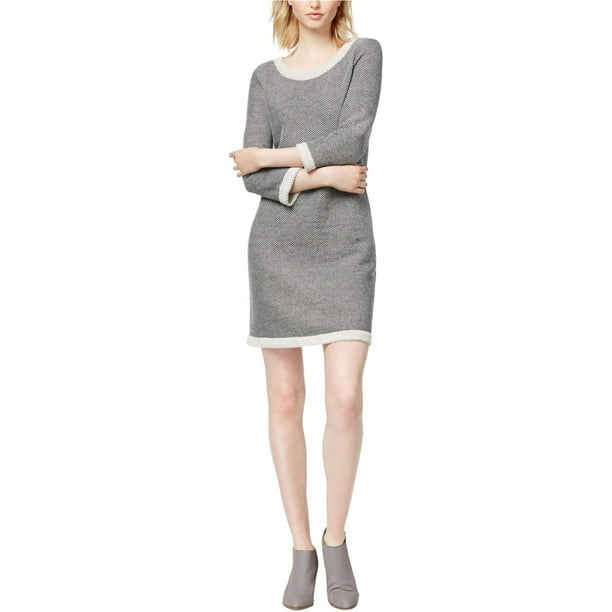 Maison Jules Vestido de suéter de punto para mujer, negro, grande