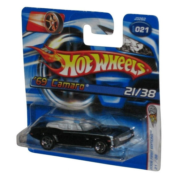 Hot Wheels 2006 First Editions 21/38 (2006) Black '69 Camaro Car #021 - (Short Card)