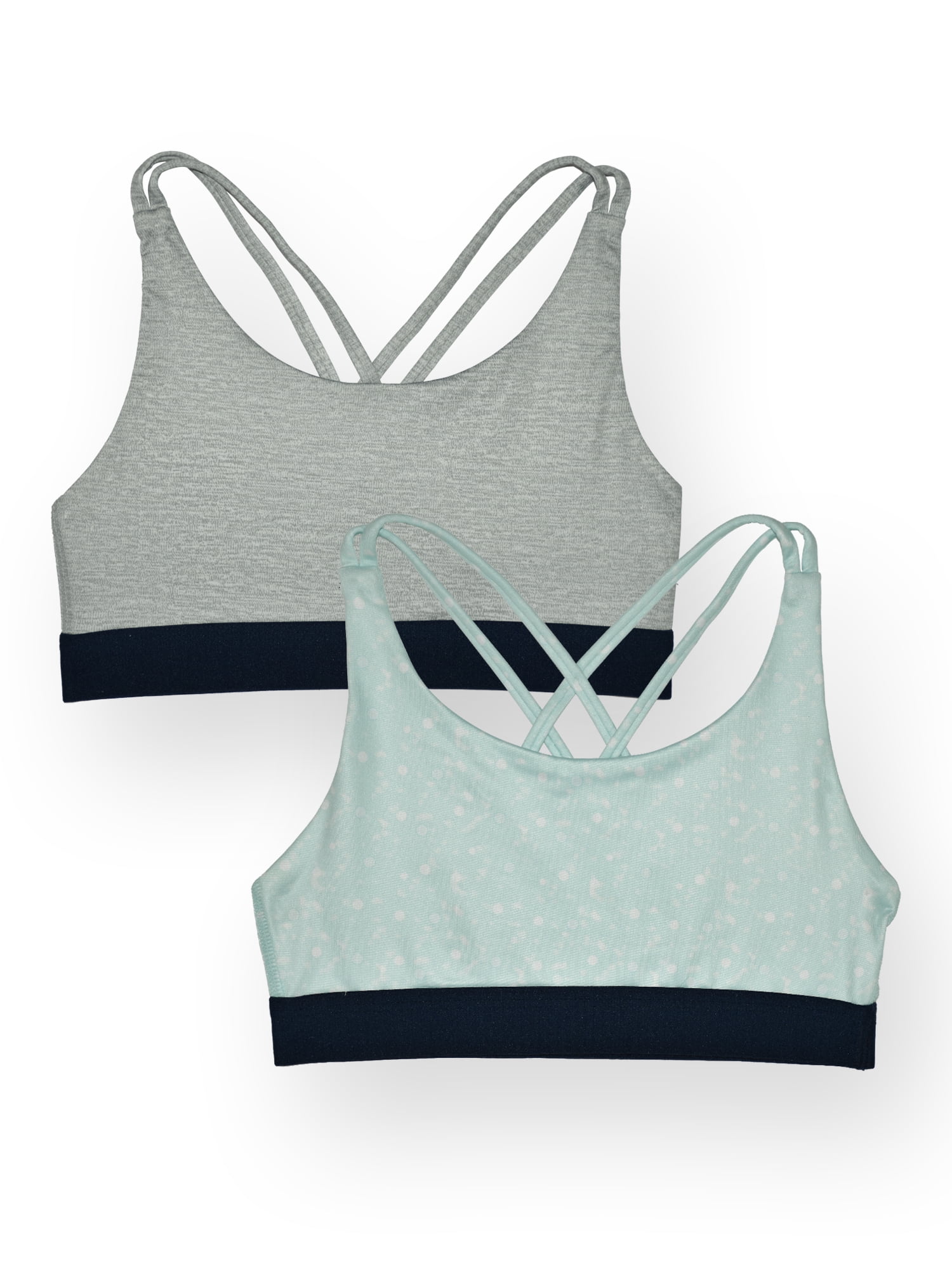 Athletic Works Girls Strappy Back Sports Bra, 2Pack