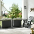 thumbnail image 5 of Metal Planter for Outdoor Plants 30Lx10Wx24H inches Tall Divider Planter Box 31 Pounds Black with Copper Rim, 5 of 6