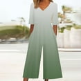 thumbnail image 2 of Edvintorg Jumpsuits for Women Gradient Print Short Sleeve V Neck Back Zipper Wide Leg Jumpsuit with Pocket Summer Casual Vacation Clothes for Women, 2 of 5