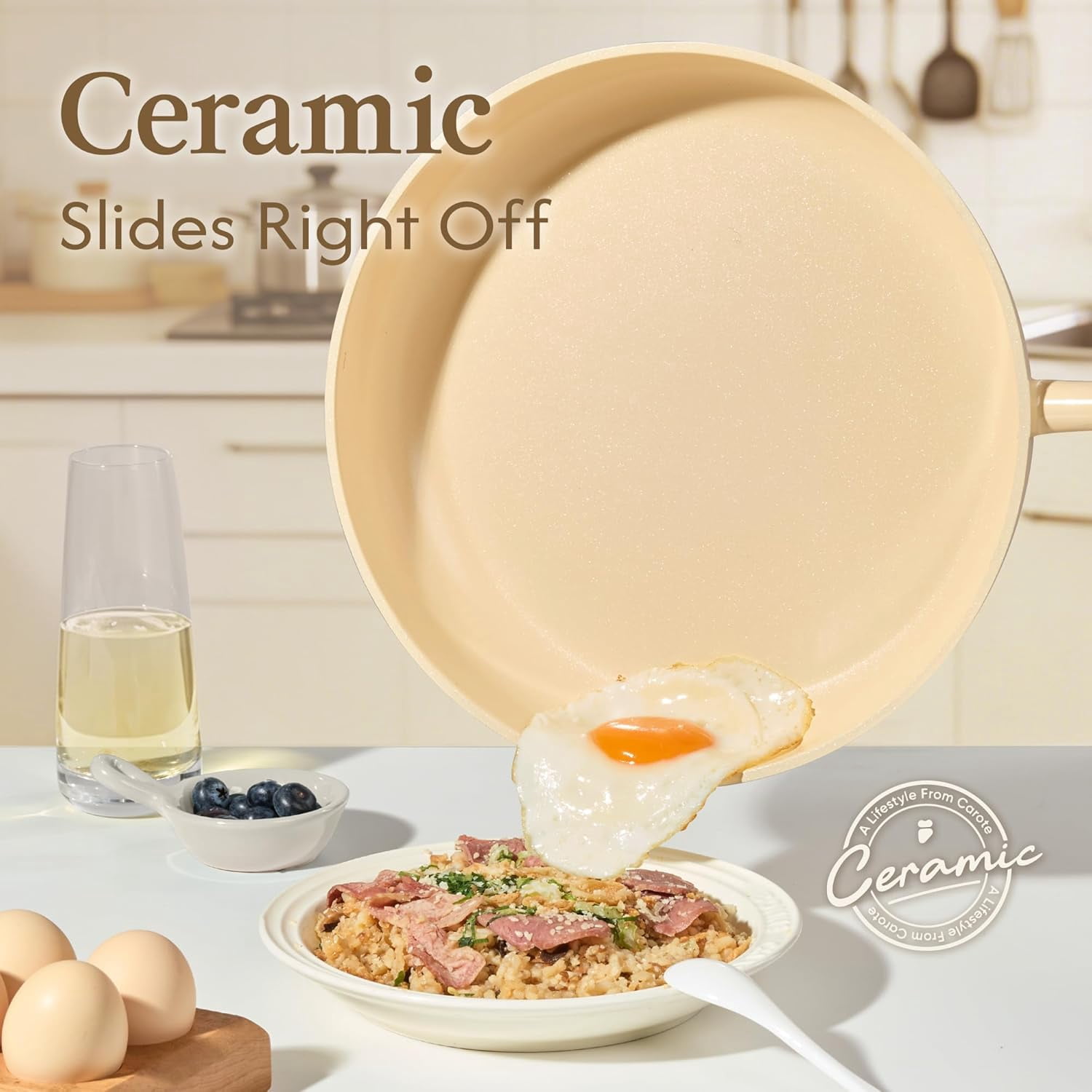9-Piece Ceramic Nonstick Cookware Set Yellow Induction Safe Kitchen Pots and Pans with Steamer