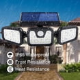 thumbnail image 3 of Luces solares para exteriores con sensor de movimiento, luces de seguridad de 3 cabezales con energía solar, reflector con detección de movimiento de 72 LED, 3 of 5