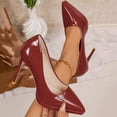 thumbnail image 3 of Vibrex High Heels Women Pumps Pointed Toe Stilettos Heels Party Shoes Women's Fashionable and Casual Solid Color Shiny Heels Comfortable Slip on Shoes, 3 of 9