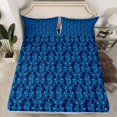 thumbnail image 2 of Feelyou Blue Mandala Damask Twin Sheet Sets, Boho Western Snake Bedding, 3-Piece, 2 of 7