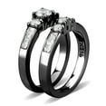 thumbnail image 4 of Three-Stone Type Round CZ Black IP Stainless Steel Womens Wedding Ring Set - Size 6, 4 of 6