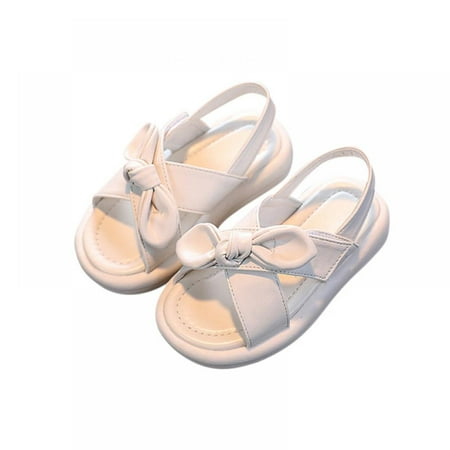 

Cute Bow Children Girls Comfortable Soft Bottom Non-Slip Design Outdoor Beach Sandals White