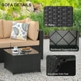 thumbnail image 3 of Phonjoroo 5PCS Patio Furniture Sets All Weather Outdoor Sectional Sofa Manual Weaving Wicker Rattan Outdoor Conversation Set with With Cushion And Glass Table, Khaki, 3 of 7