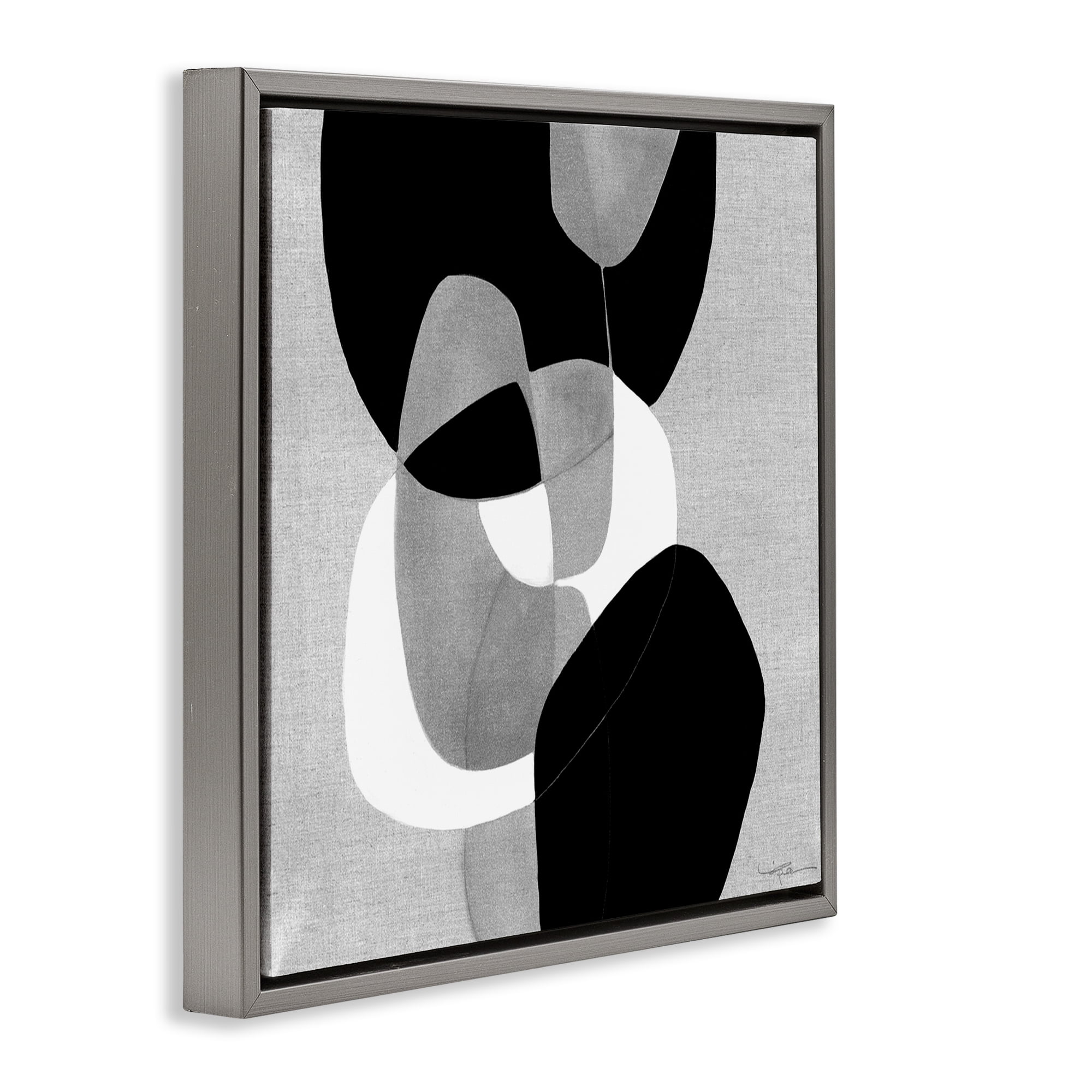 Stupell Industries Abstract Sharp Cutouts Abstract Painting Gray Floater Framed Canvas Art Print Wall Art, 25 x 25