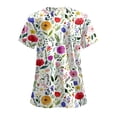thumbnail image 3 of COMVALUE Scrub Tops Women Short Sleeve Plus Size V Neck Fun Printed Scrubs Top Medical Nursing Uniforms with Pockets (White, S), 3 of 7