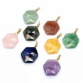 thumbnail image 6 of Natural Crystal Faceted Quartz Flat Hexagonal Pendant Pentagram Chakra Gemstone, 6 of 6