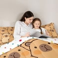 thumbnail image 4 of Manfei Kawaii Capybara Twin Comforter Sets,Cute Animal Pattern Bedding Set,Brown,Polkadot Reversible,2 Pieces,1 Comforter and 1 Pillowcase, 4 of 7