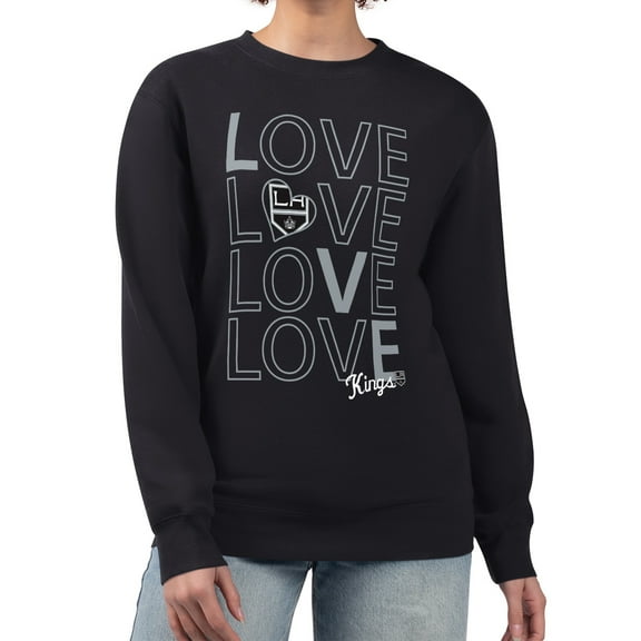 Women's G-III 4Her by Carl Banks Black Los Angeles Kings Lots Of Love Team Logo Graphic Pullover Sweatshirt