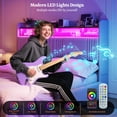 thumbnail image 3 of ARICOEASY California King Size Bed Frame with Bookcase Headboard & 2 Drawers Cal King Upholstered Platform Bed with LED Lights & Charging Station, Light Grey, 3 of 9