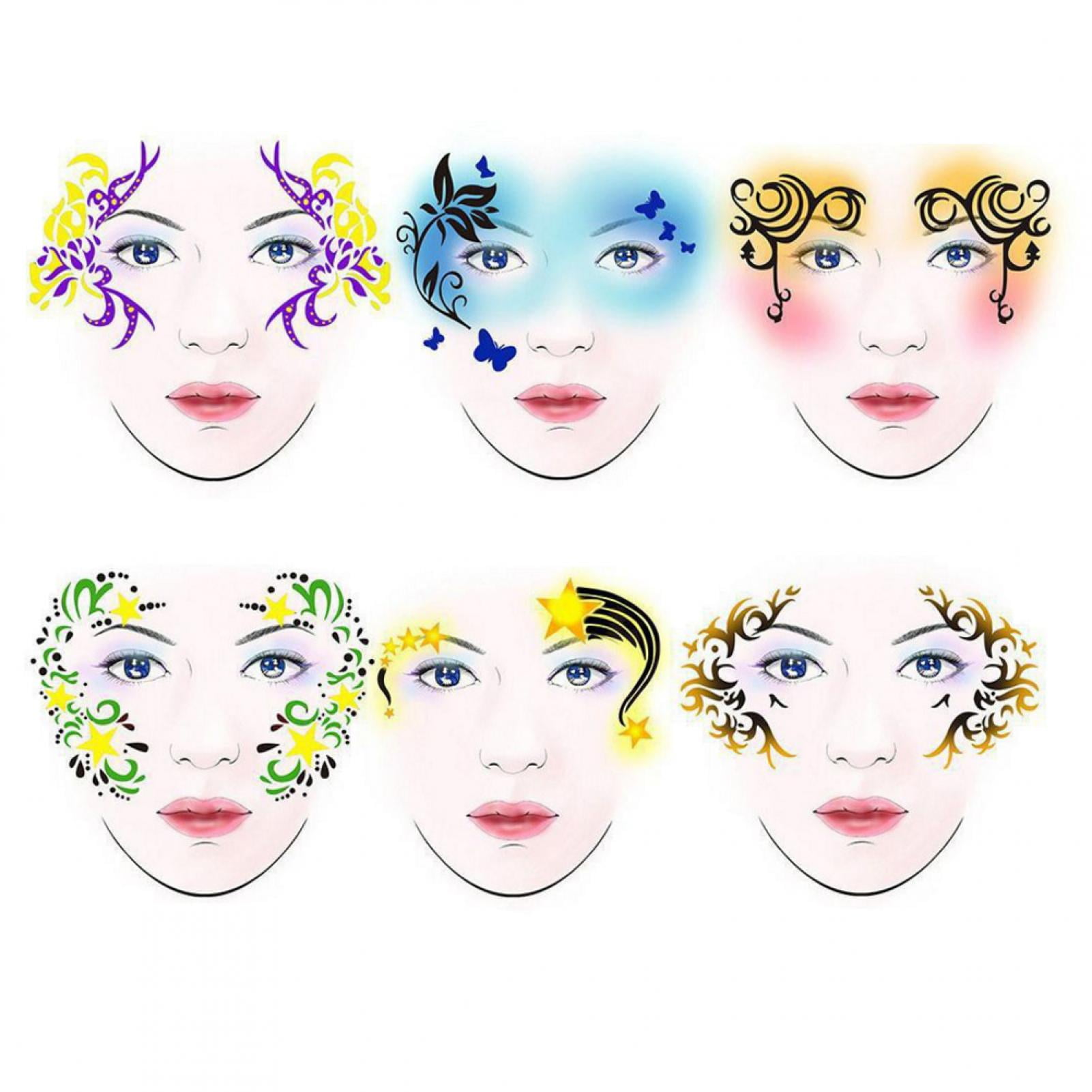 7styles/set reusable face paint stencil body painting template flower  butterfly facial design, body painting template, flower butterfly stencil
