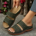 thumbnail image 5 of Viluyesy Sandals for Womens, Hollow Floral Arch Support Wide Width Beach Wedge Slippers Green, 5 of 8