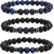 thumbnail image 1 of Pulseras de abalorios para hombre, abalorios de piedra volcánica de roca de lava mate, elásticas para mujer, kaili Sencillez, 1 of 5