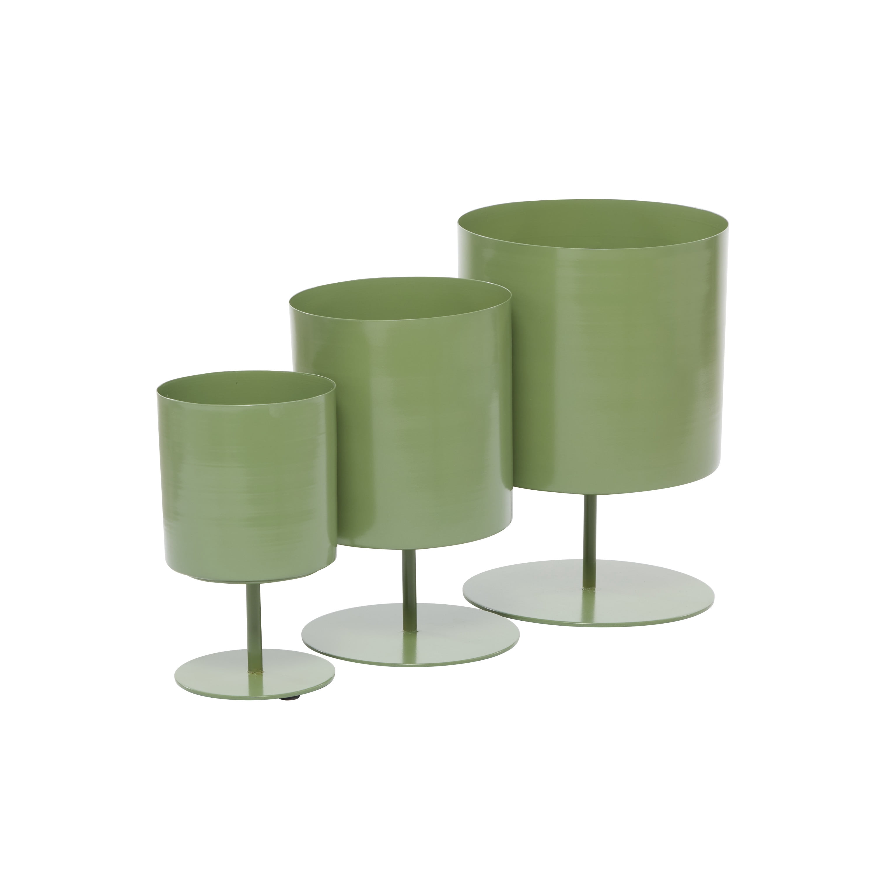 DecMode 14", 13", 10"H Green Metal Planter (3 Count)