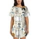 thumbnail image 1 of Fotbe Hand Drawn Animals Conjunto de Pijama Estampado para Mujer, 2 Piezas, Ropa de Dormir con Camiseta de Manga Corta y Shorts Suaves-X-Large, 1 of 6