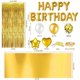 thumbnail image 4 of Decoración de fiesta de cumpleaños, pancarta de feliz cumpleaños, cortina de flecos azul cielo, mantel de aluminio, globos de confeti de aluminio con forma de estrella y corazón, 4 of 5