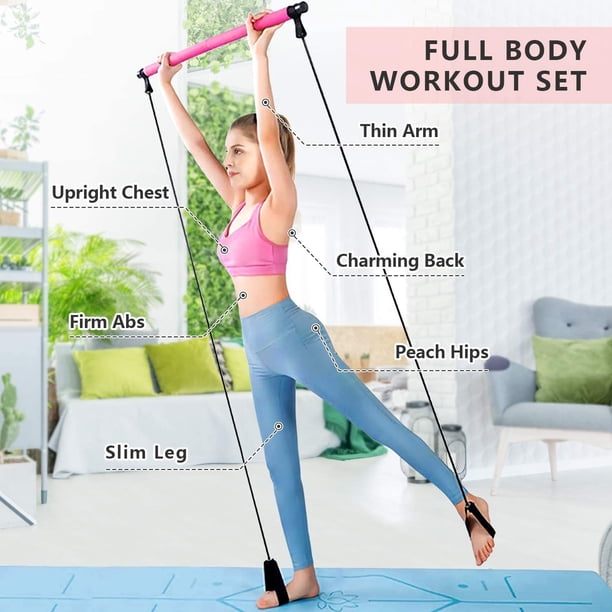 GIKERSY Pilates Bar kit, avec Bande de résistance, Barre de Yoga, avec poignée de Pied GIKERSY Pilates Bar kit, avec Bande de résistance, Barre de Yoga, avec poignée de Pied