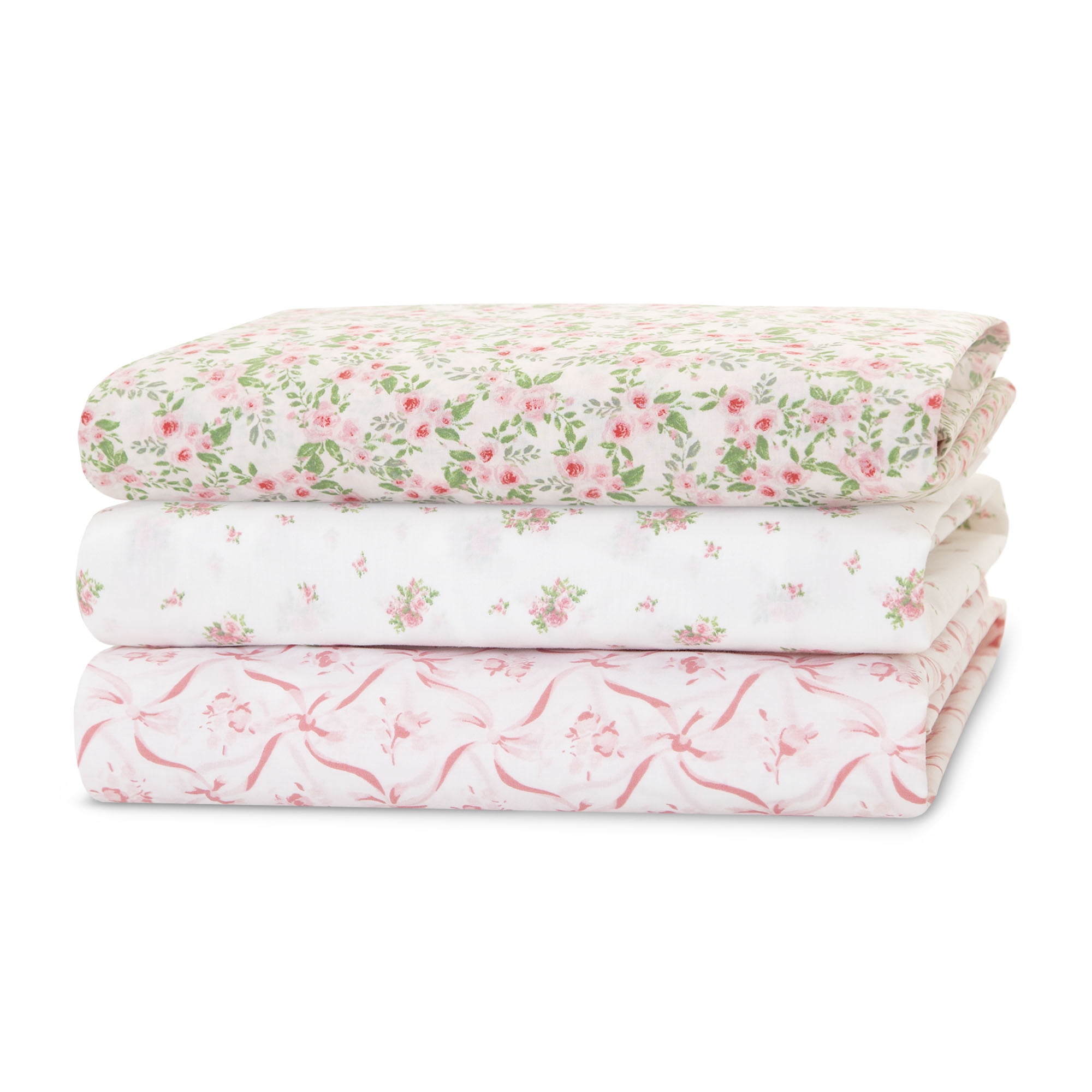 Delta Children Fitted Crib Sheets for Girls and Boys - Crib Sheet for Standard Crib and Toddler Mattresses - 28x52 Inch (Pack of 3), Pink Floral
