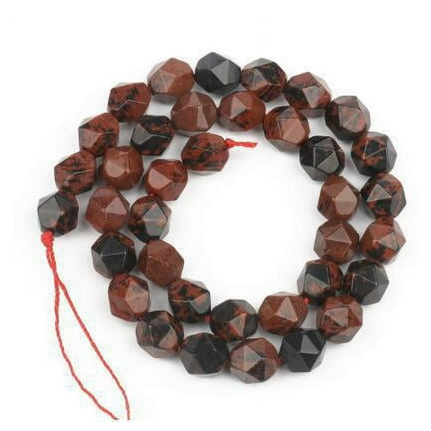 Nvzi 2 piezas de cuentas dispersas de corte de diamante marrón, cuentas redondas, accesorios de cuentas para pulseras creativas hechas a mano, 6 mm