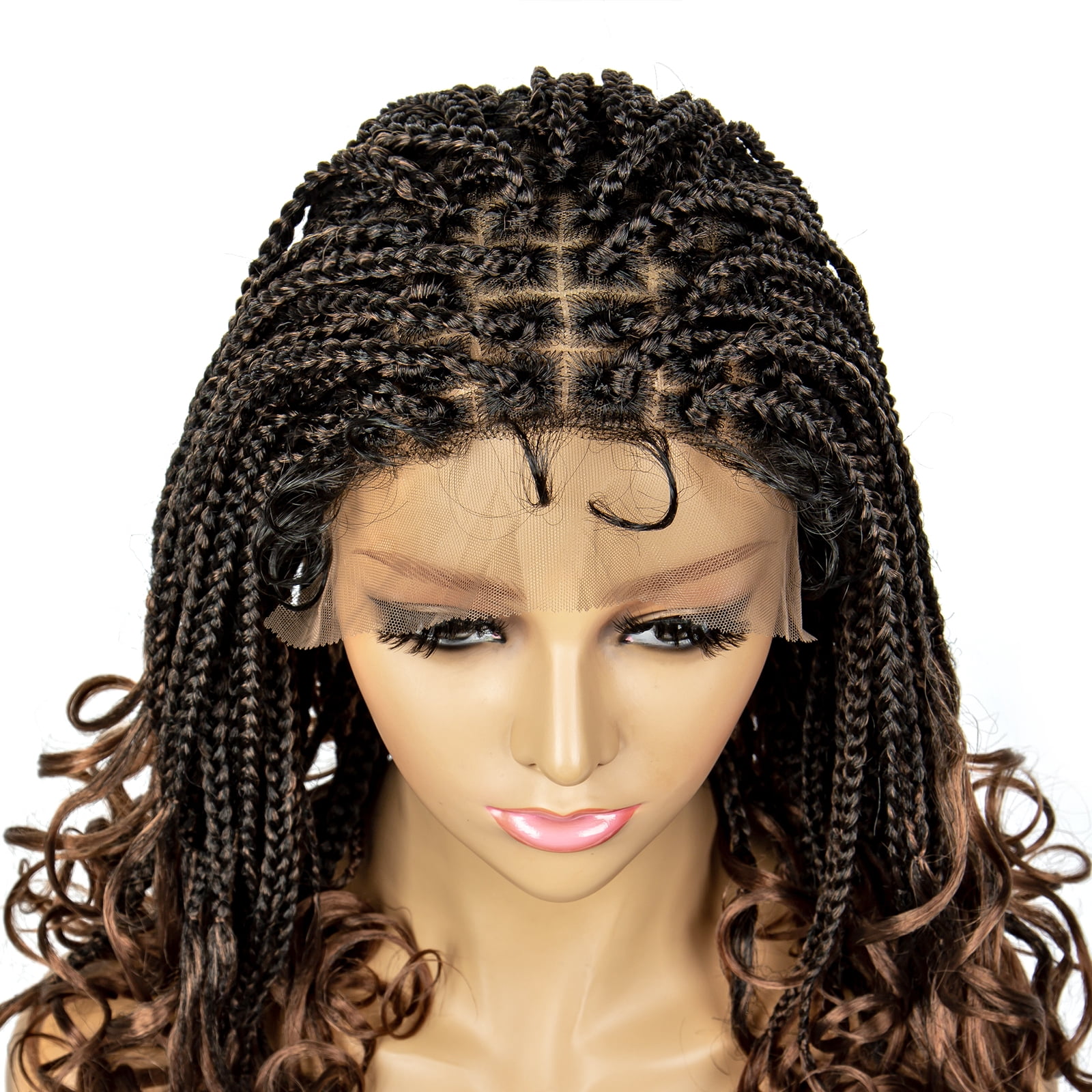 Braided Wigs for Black Women Synthetic Lace Front Wigs Square Knotless Box Braided Wigs Lightweight Cornrow Braid Braiding Hair Wigs 18 inches (1B/30 Color)