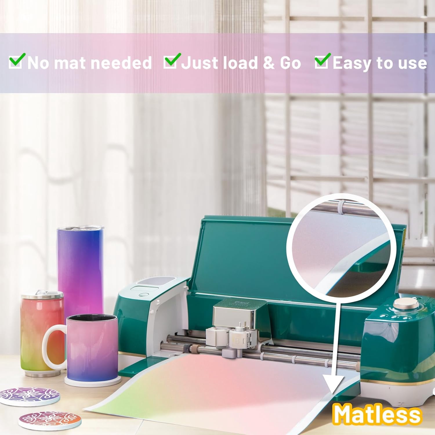 Smart Matless Transfer Sheets-12 Sheets 12" x 11.8" Gradient Pattern Sublimation Transfer Paper for Cricut EasyPress, Silhouette Cameo, DIY T-Shirts Mugs Tote Bags Pillowcase