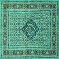 thumbnail image 1 of Ahgly Company Machine Washable Indoor Square Medallion Turquoise Blue Traditional Area Rugs, 3' Square, 1 of 4