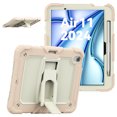 thumbnail image 4 of Case for iPad Air 11 Inch 2024, Military Grade Protective Silicone PC Cover with Screen Protector & Adjustable Kickstand & Shoulder Strap & Pencil Holder & 3-layer Protection, Rosegold+Beige, 4 of 8