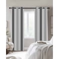 thumbnail image 3 of Grey Striped Blackout Curtains 45 Inches Long for Bedroom, Minimalist Farmhouse Stripe Thermal Insulated Room Darkening Black Out Window Curtain Panels Grommet Drapes for Living Room, 3 of 8