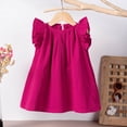 thumbnail image 4 of Elegant Girls Ruffle Trim Dress Summer Cute Sleeveless Round Neck A Line Red Casual Dresses 6-12 Months, 4 of 7