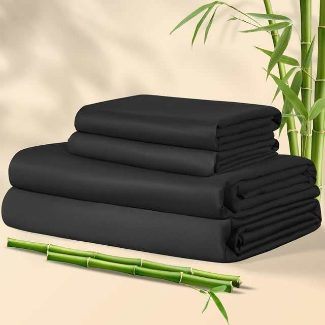 Rayon Derived from Bamboo Sheets Queen Set Cooling Sheets Piece Sheet Set Thread Count Sheet Deep Pocket Sheet Set Up to Super Soft Silky Smooth (Queen )