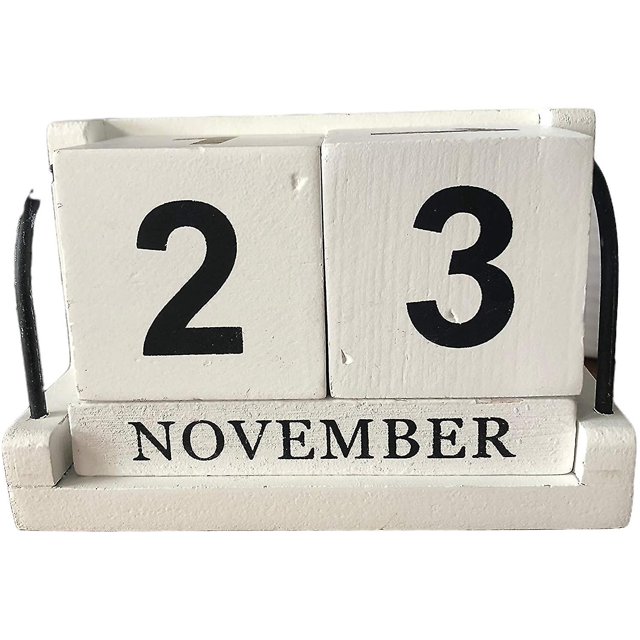 Bloque de madera calendario vintage perpetuo bloques con fecha de mes kaili Sencillez