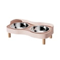 thumbnail image 3 of Cuenco elevado de acero inoxidable para gatos, resistente a salpicaduras, plato elevado para comida y agua para mascotas. Rosa, 3 of 9
