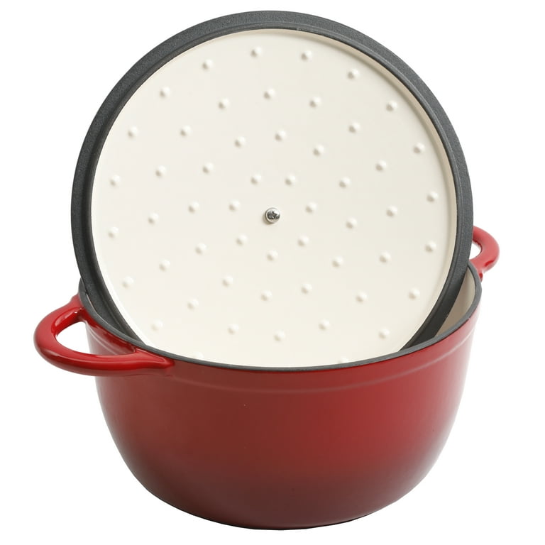The Pioneer Woman Timeless Beauty Enamel Cast Iron 5-Quart Dutch Oven, Red  