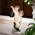 thumbnail image 3 of Northlight LED Solar Lighted Boy and Girl with Lantern Outdoor Garden Statue - 19.5", 3 of 9