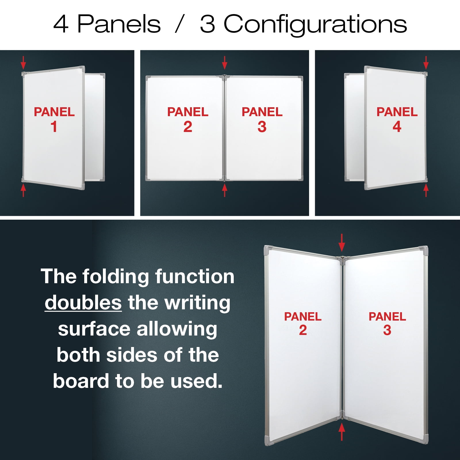 40" x 60" Wall Mounted Split Folding Whiteboard
