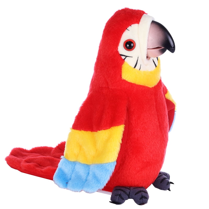 Red Electric Talking Parrot Plush Toy Speaking Record Waving Wings Toy 