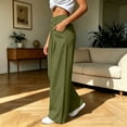 thumbnail image 6 of ZHYou No Boundarie Womens Baggy Fit Pant Low Rise Pleated Cargo Oversized Wide Leg Business Dress Casual Trousers with Pockets,Army Green,Size S, 6 of 7