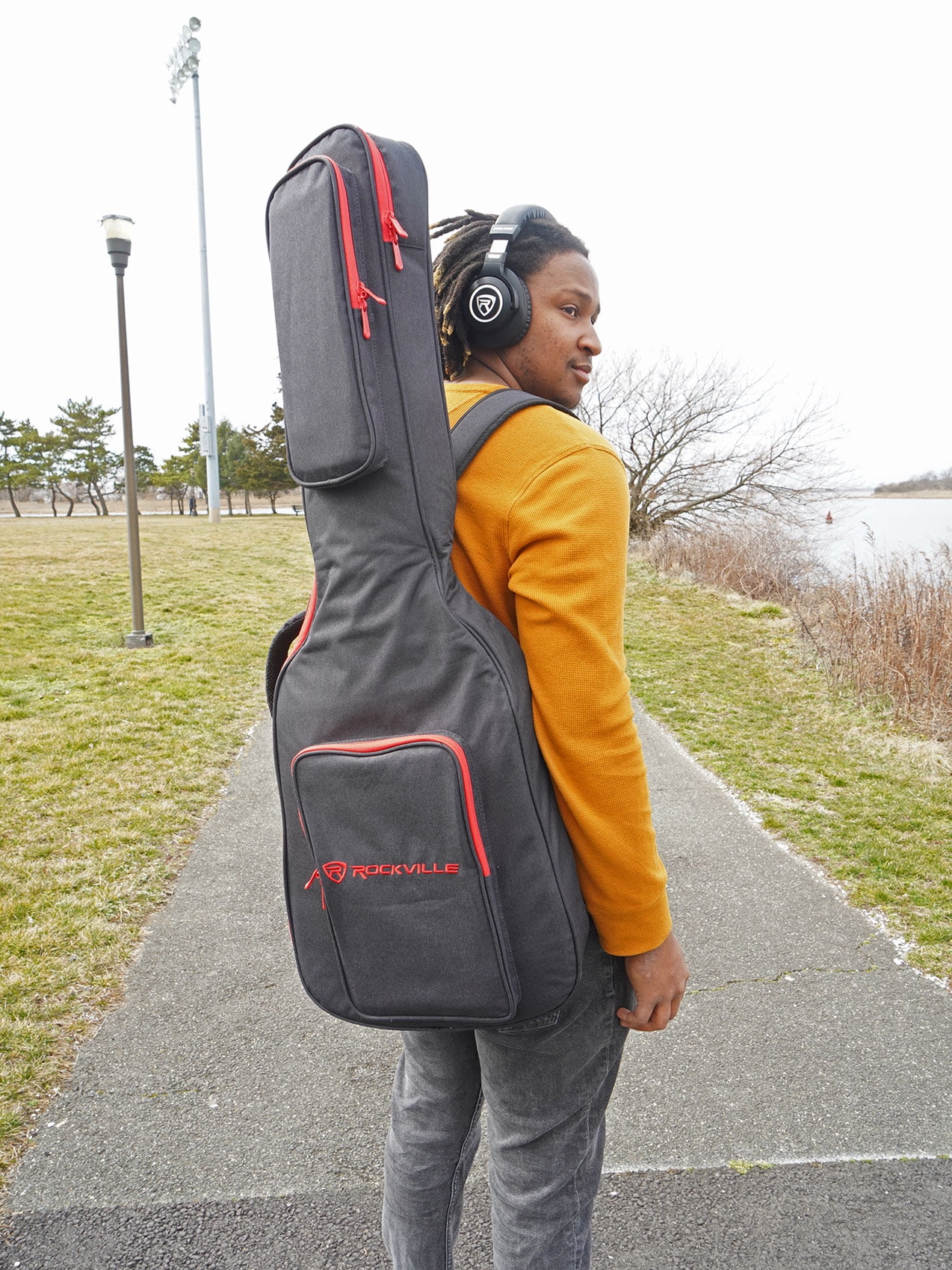 Rockville EGB25-RD Padded Electric Guitar Gig Bag with Neck Pad + Secure Strap