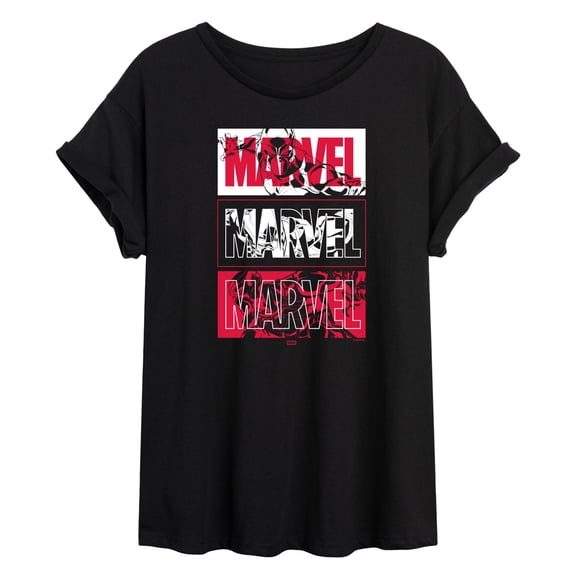 Marvel - Black Panther Stacked Logo - Womens Oversized Graphic T-Shirt