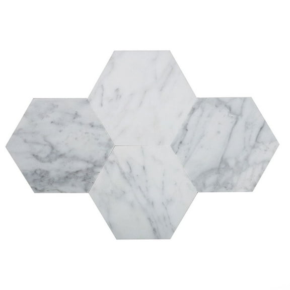 10 pack Carrara Hexagon 10.25 in. x 9 in. Honed Peel and Stick Backsplash Tile for Kitchen and Bathroom (6.41 sq. ft./Case)