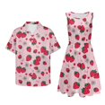 thumbnail image 5 of Garronmavis Couple Outfits Matching Sets Short Sleeve Shirt for Men Size S Pink Strawberry Summer Beach Shirts and Women Beach Vacation Casual Sundress Mini Tank Dress, 5 of 7