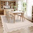 thumbnail image 3 of Garvee 5'x7' Scalloped Washable Area Rug Solid Border Carpet with Non Slip Backing, Soft Low Pile Rug for Living Room Bedroom Home Office, Beige, 3 of 10