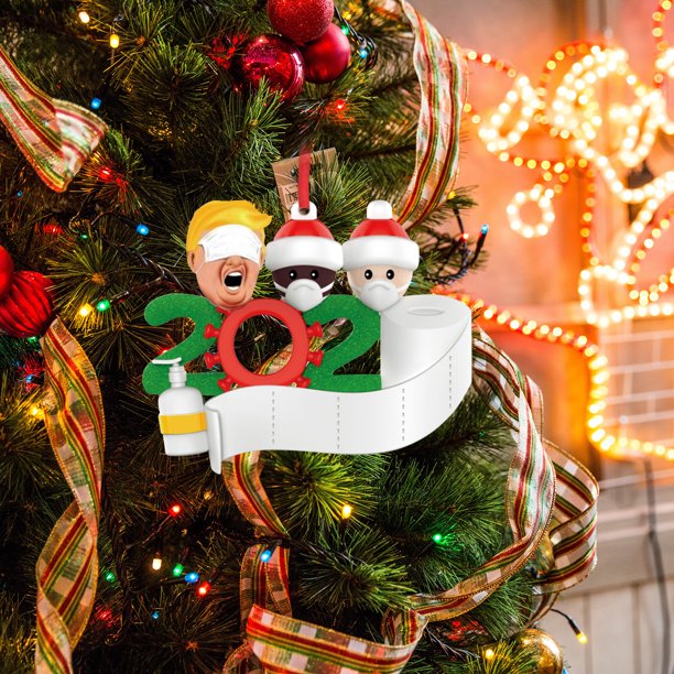 Adornos con el nombre del árbol de Navidad 2020 Decoraciones colgantes Presidente y muñeco de nieve