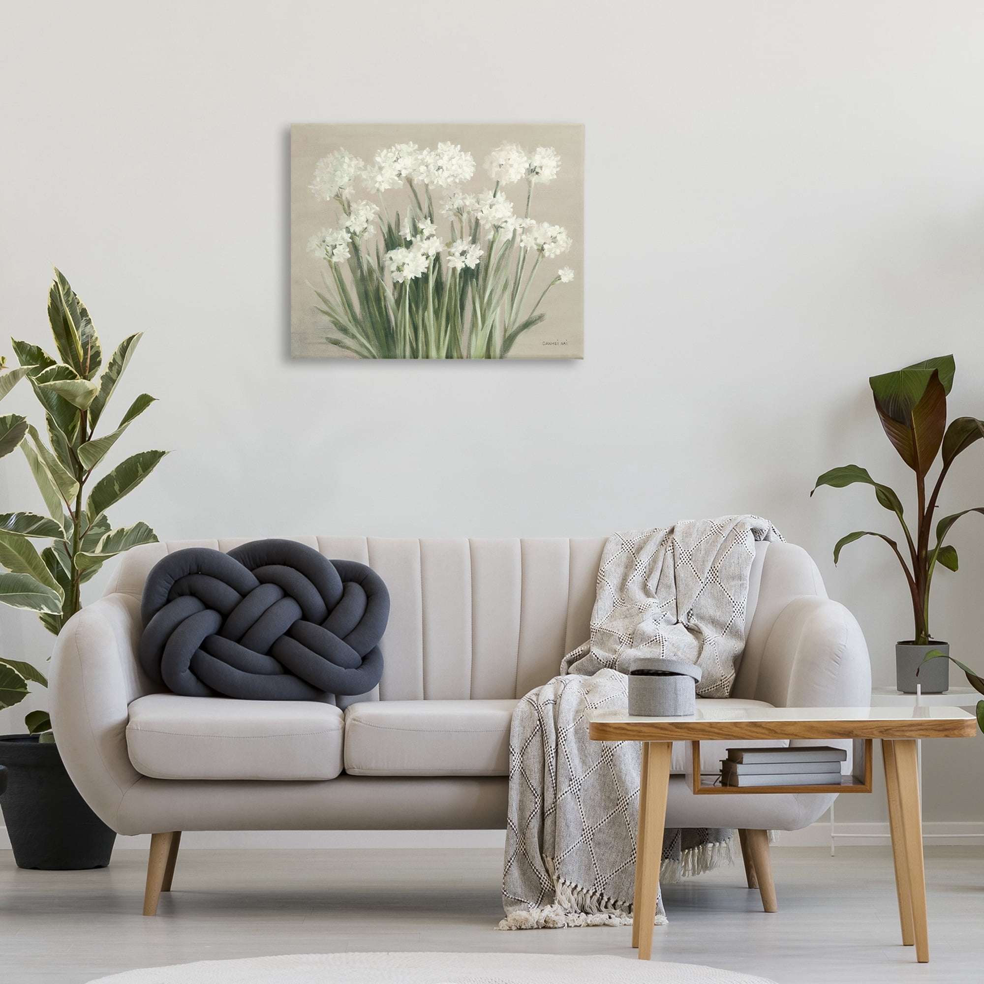 Stupell Industries Snowy Floral Paperwhites Botanical & Floral Painting Gallery Wrapped Canvas Art Print Wall Art, 30 x 24