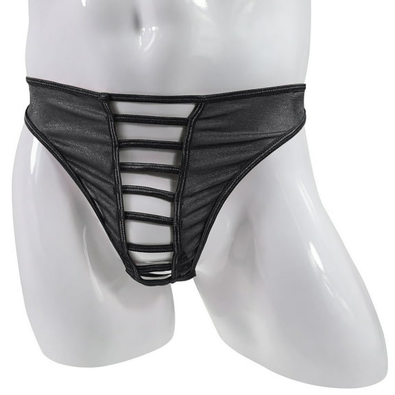 Jwputqe Thongs,Thongs For Men,Mens ThongsBreathable,Cooling,Solid,Low Waist,Polyester,Cotton,Black,Free Size